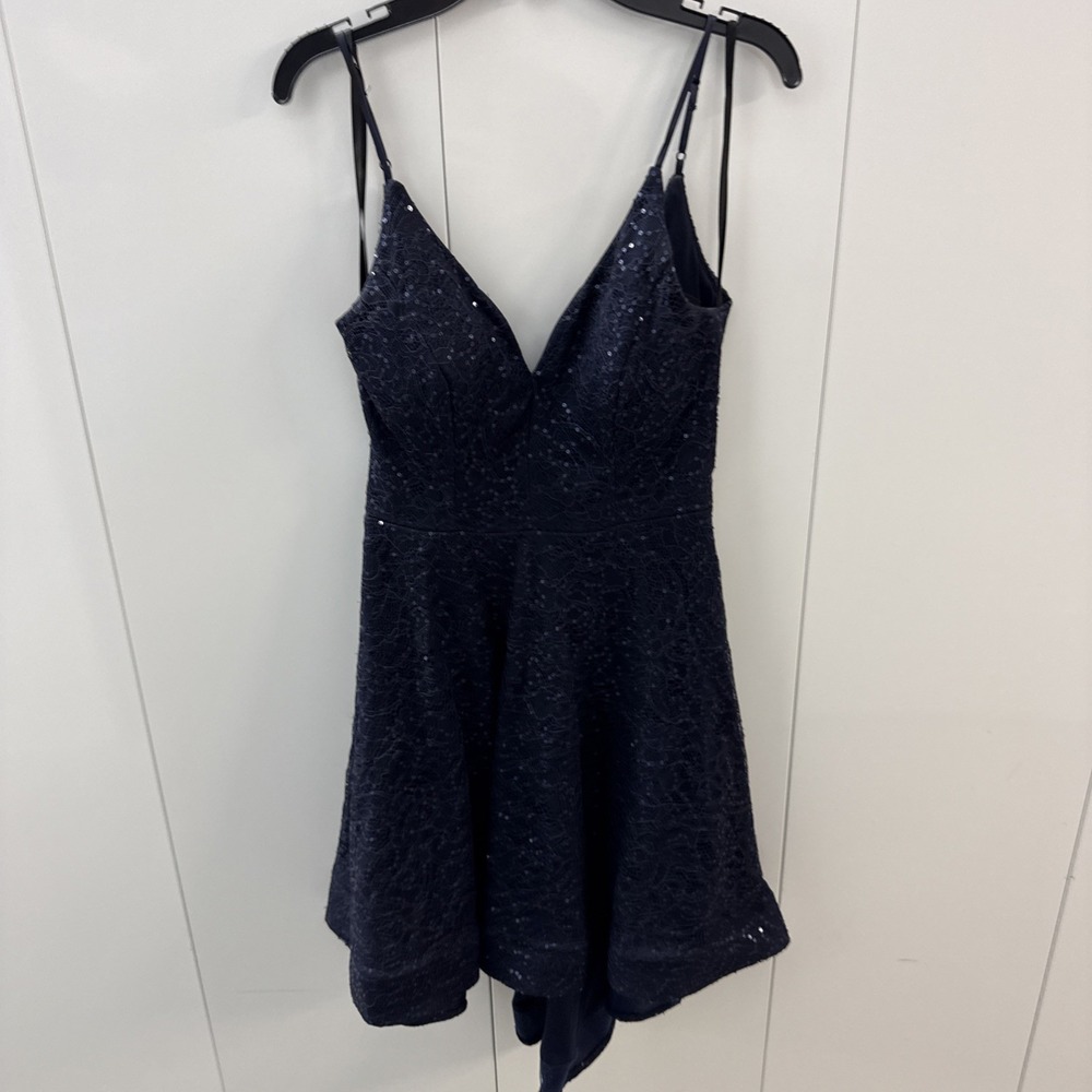 B. Smart Navy Blue Sequins Dress Size 5 Nylon Polyester Cocktail Party